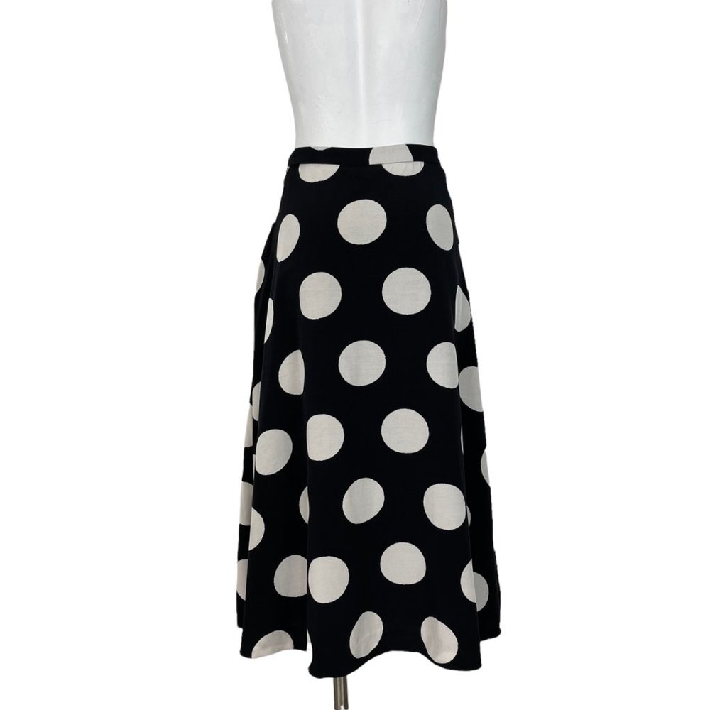 Anthropologie Black & White Polka Dot Midi Skirt - Picture 2 of 11